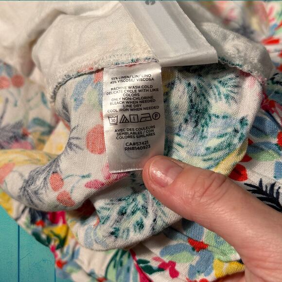 LOFT Tropical Fruit Palm Print Linen Blend Shorts - Size XXL - Picture 10 of 10